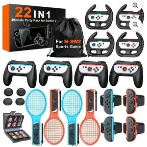 22-in-1 Family Party Kit Sports Accessories Bundle for Nintendo Switch‎ 2 w/ Bag